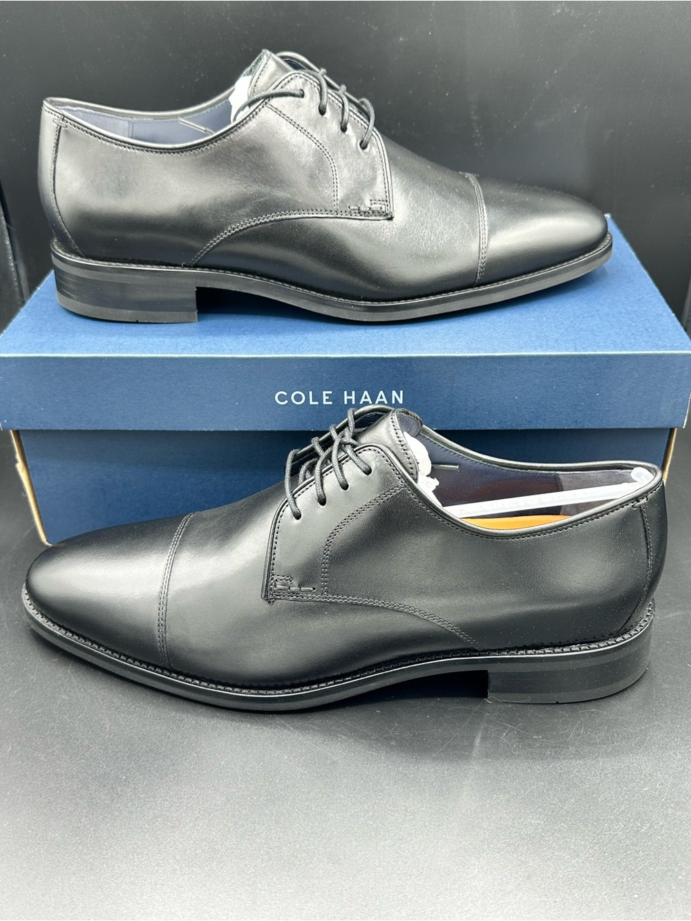 Cole Haan Lenox Hill Cap Toe Oxford Dress Shoes Black Size 10.5 NEW WITH BOX